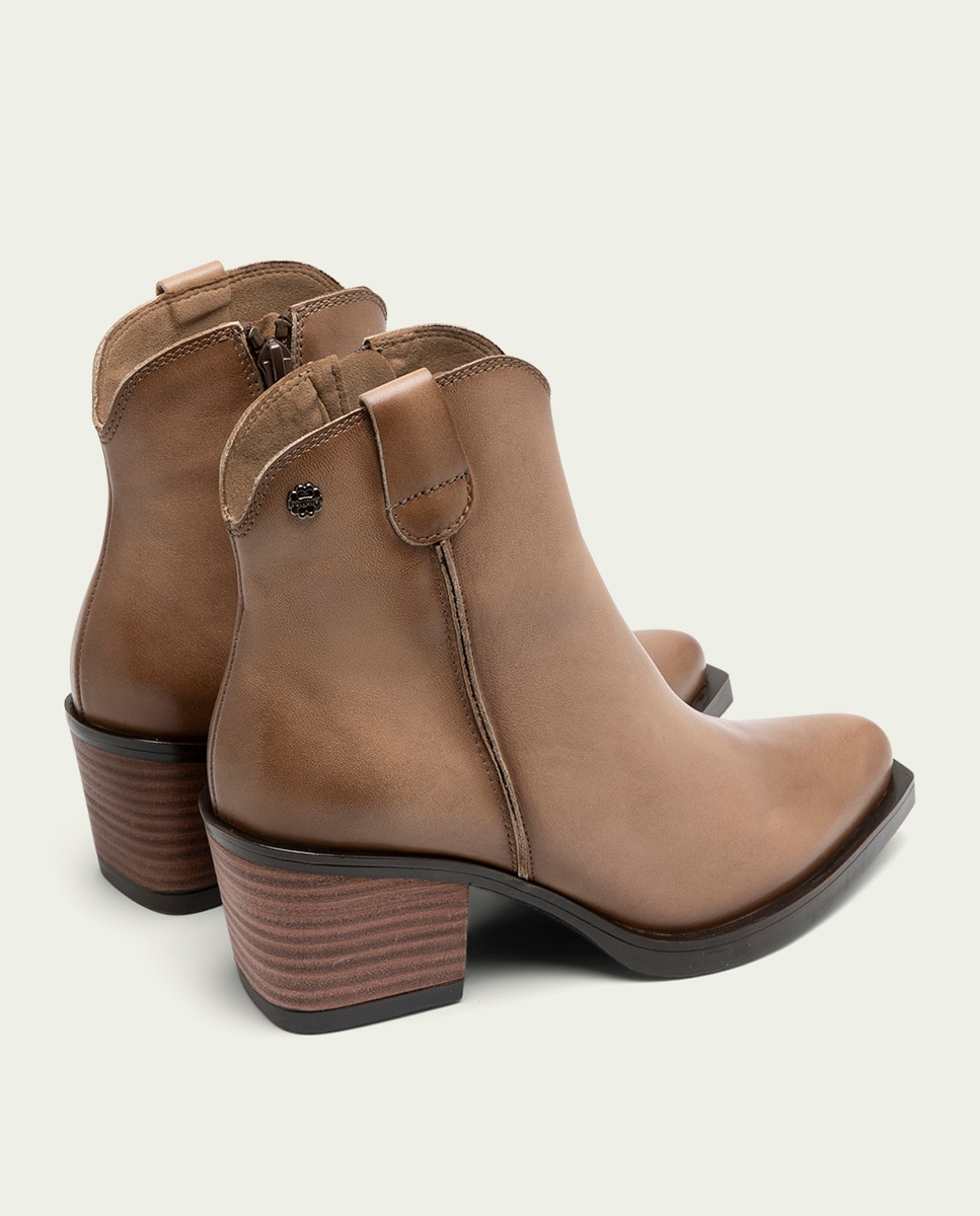 Botín cowboy de mujer de piel con cremallera - Porronet - Topo Topo-2
