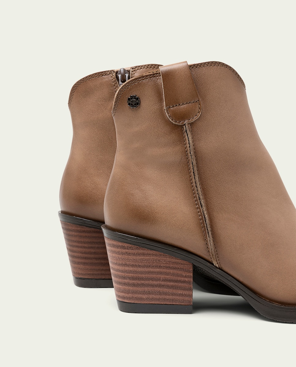 Botín cowboy de mujer de piel con cremallera - Porronet - Topo Topo-5