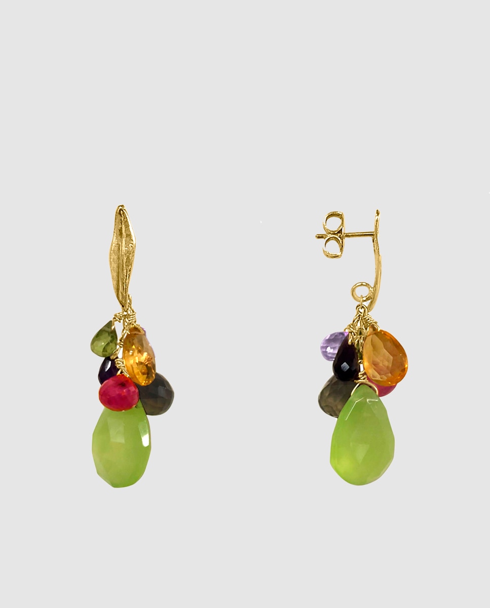 Imagen 0 de Pendientes colección olivo de oro y piedras semipreciosas Oro