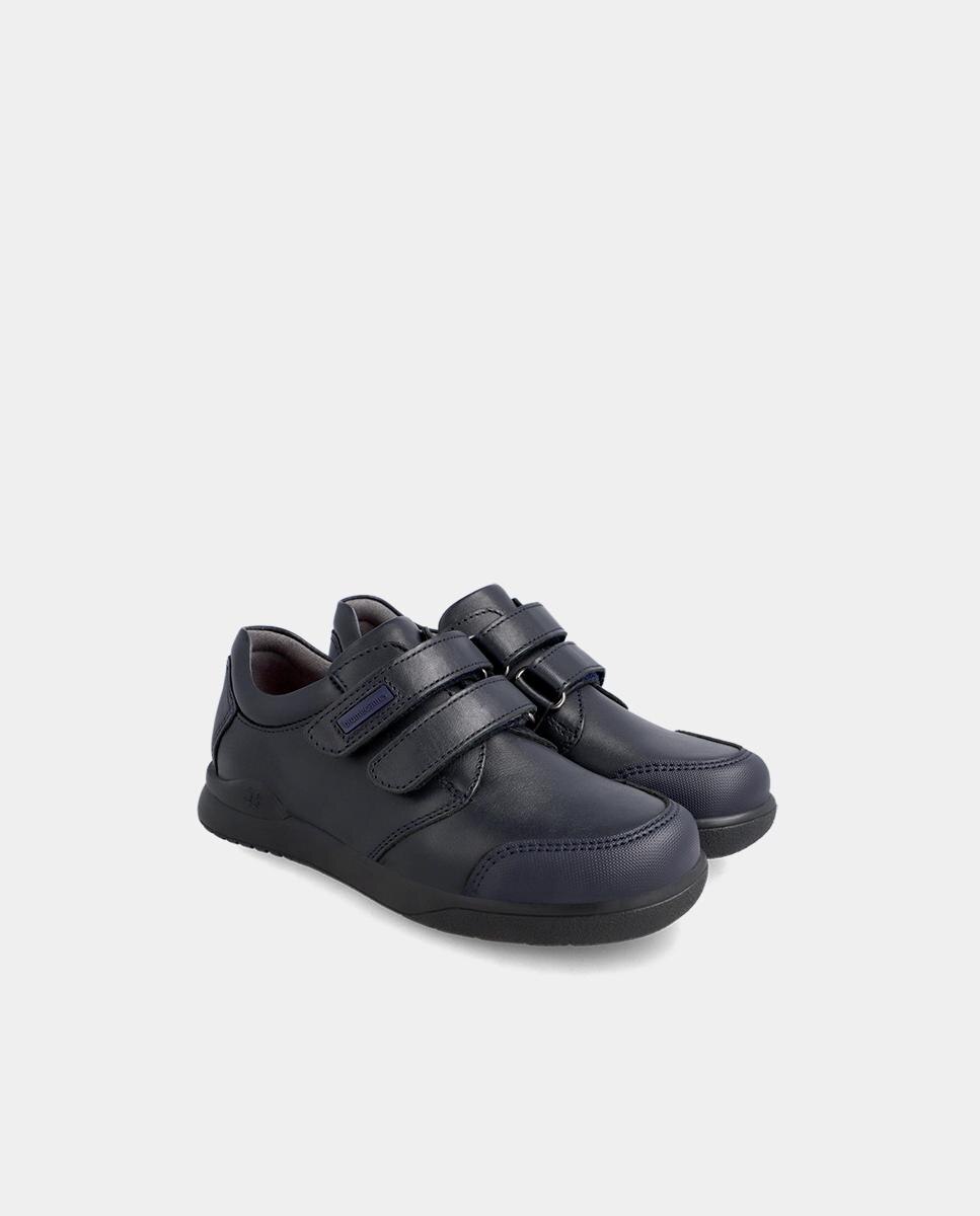 Zapatos de niña en napa de color marrón con cierre adherente - Biomecanics - Azul marino Azul marino-2