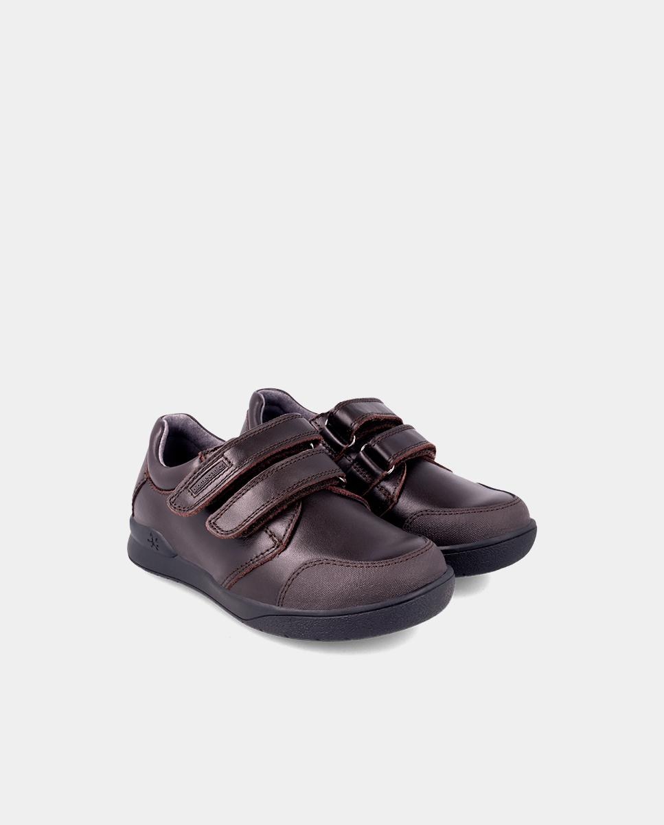 Zapatos de niña en napa de color con cierre adherente - Biomecanics - Marrón Marrón-2