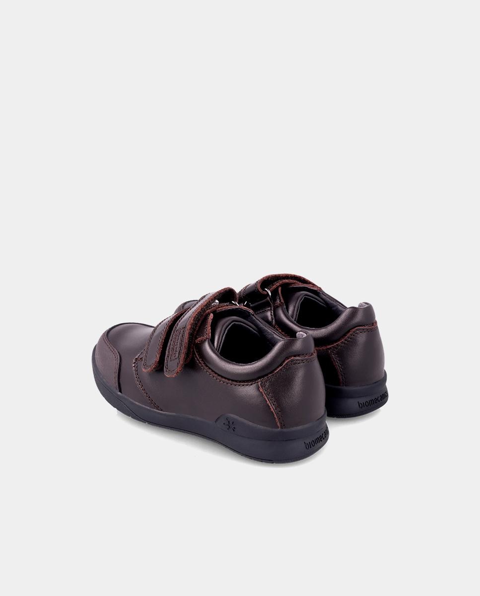 Zapatos de niña en napa de color con cierre adherente - Biomecanics - Marrón Marrón-3