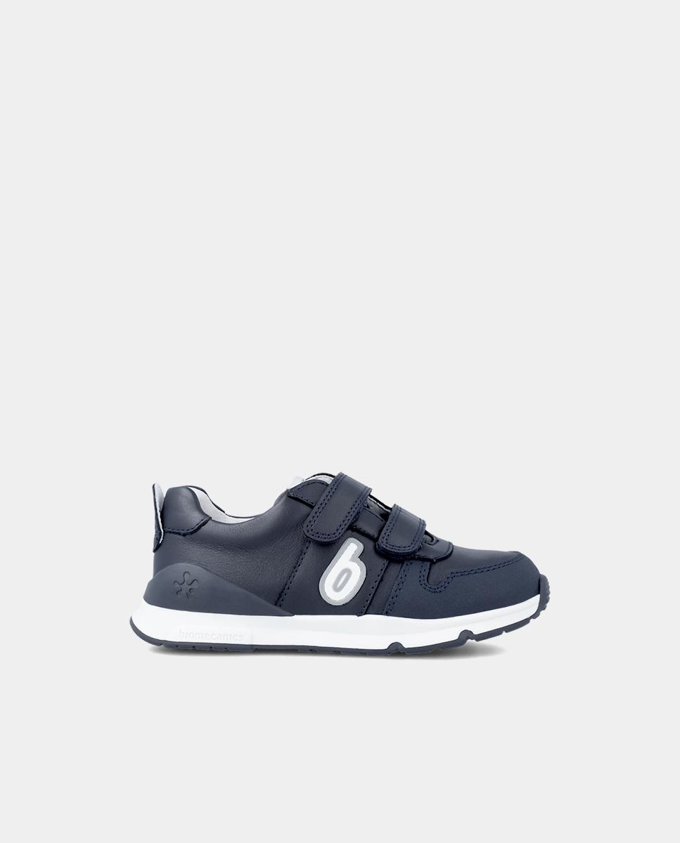 Zapatillas deportivas de niños de piel con doble cierre adherente - Biomecanics - Azul marino Azul marino-1
