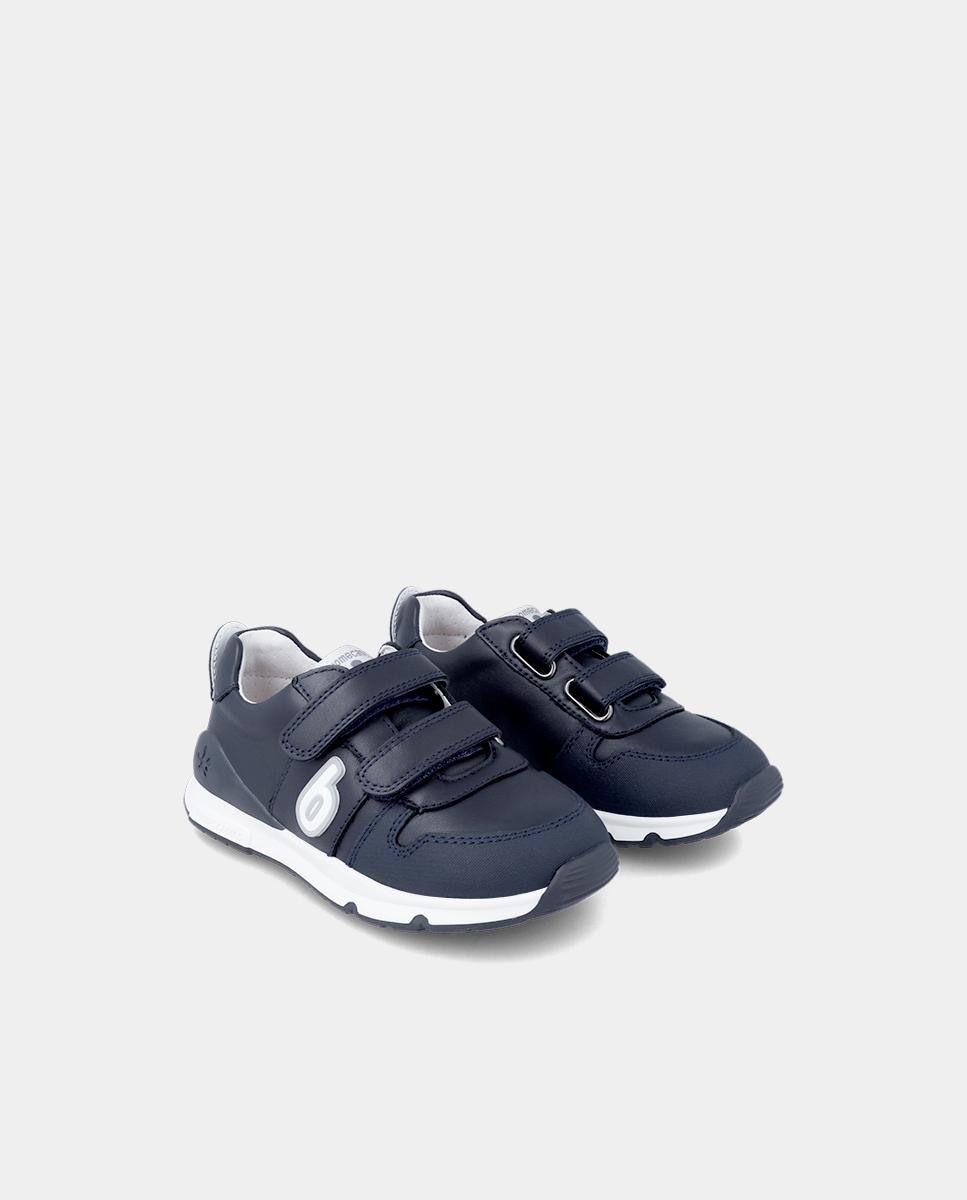 Zapatillas deportivas de niños de piel con doble cierre adherente - Biomecanics - Azul marino Azul marino-2