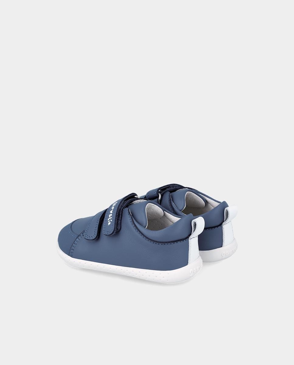 Zapatillas de piel de bebés respetuosas con el crecimiento del pie con cierre adherente - Garvalín - Azul Azul-3