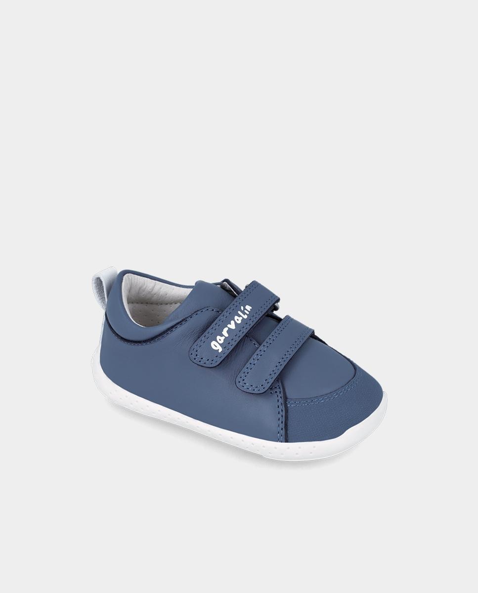 Zapatillas de piel de bebés respetuosas con el crecimiento del pie con cierre adherente - Garvalín - Azul Azul-4