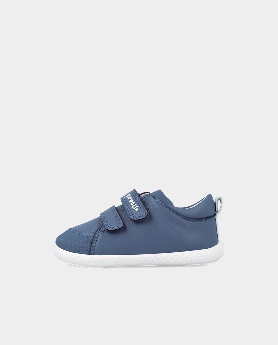 Zapatillas de piel de bebés respetuosas con el crecimiento del pie con cierre adherente - Garvalín - Azul Azul-5