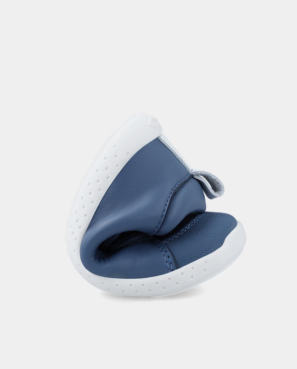 Zapatillas de piel de bebés respetuosas con el crecimiento del pie con cierre adherente - Garvalín - Azul Azul-6