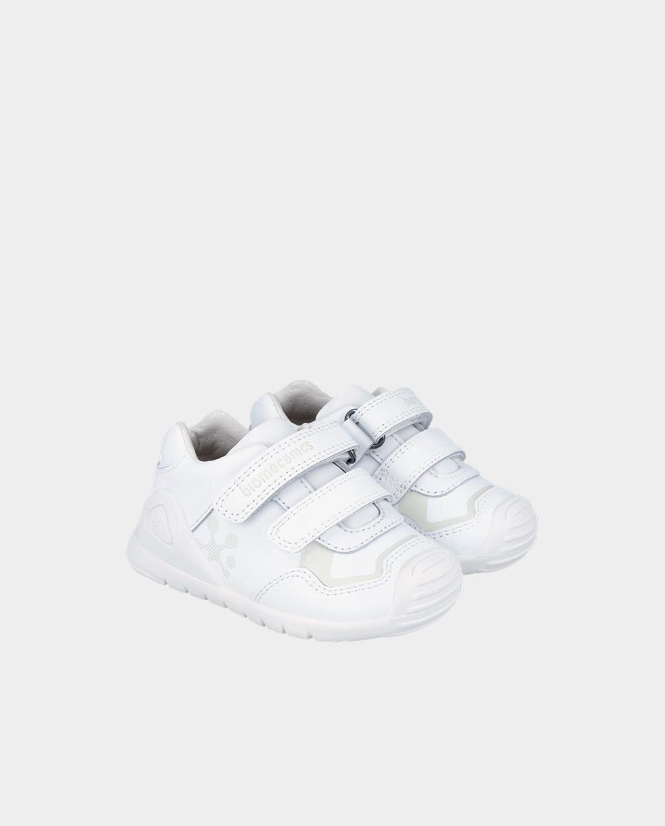 Zapatos de cordones de bebés de piel con doble cierre adherente - Biomecanics - Blanco Blanco-2