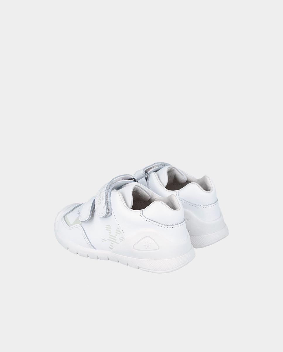 Zapatos de cordones de bebés de piel con doble cierre adherente - Biomecanics - Blanco Blanco-3