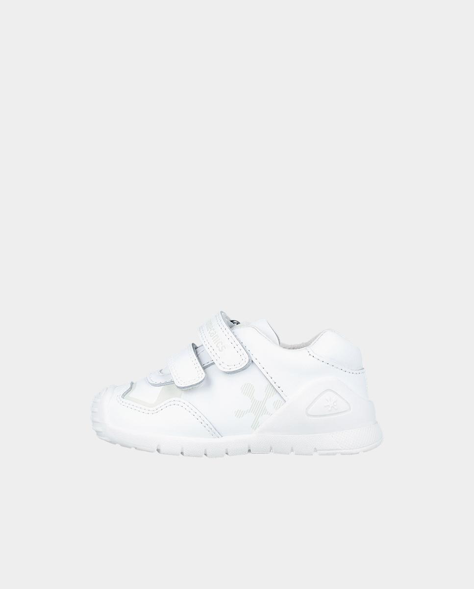 Zapatos de cordones de bebés de piel con doble cierre adherente - Biomecanics - Blanco Blanco-5