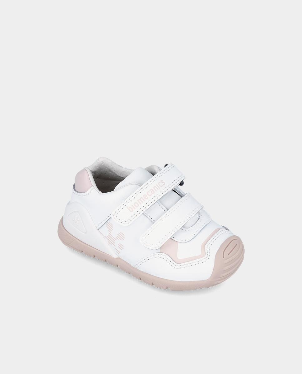 Zapatos de cordones de bebés de piel con doble cierre adherente - Biomecanics - Rosa Rosa-4