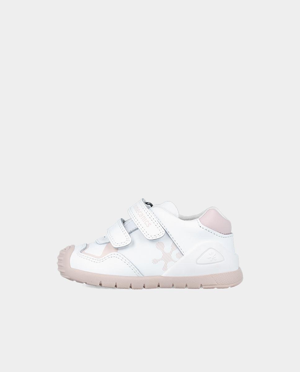 Zapatos de cordones de bebés de piel con doble cierre adherente - Biomecanics - Rosa Rosa-5