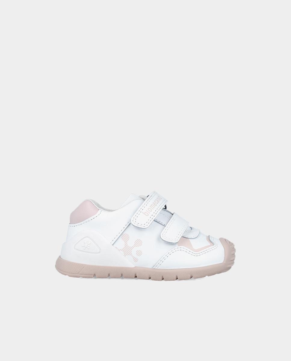 Biomecanics - Zapatos de cordones de bebés de piel colegiales con doble cierre adherente.