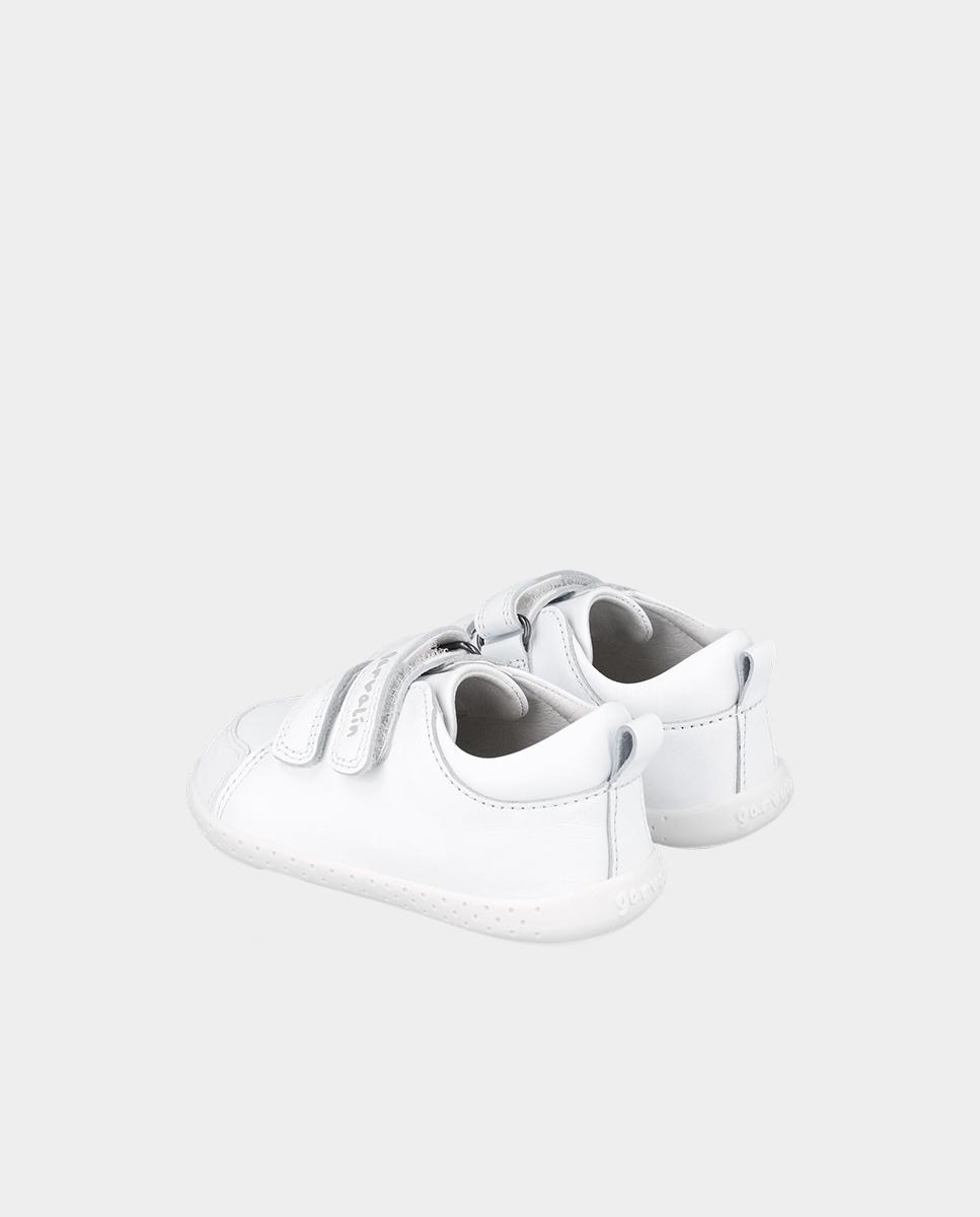 Zapatillas de piel de niños hechas con material respetuoso y doble cierre adherente - Garvalín - Blanco Blanco-3