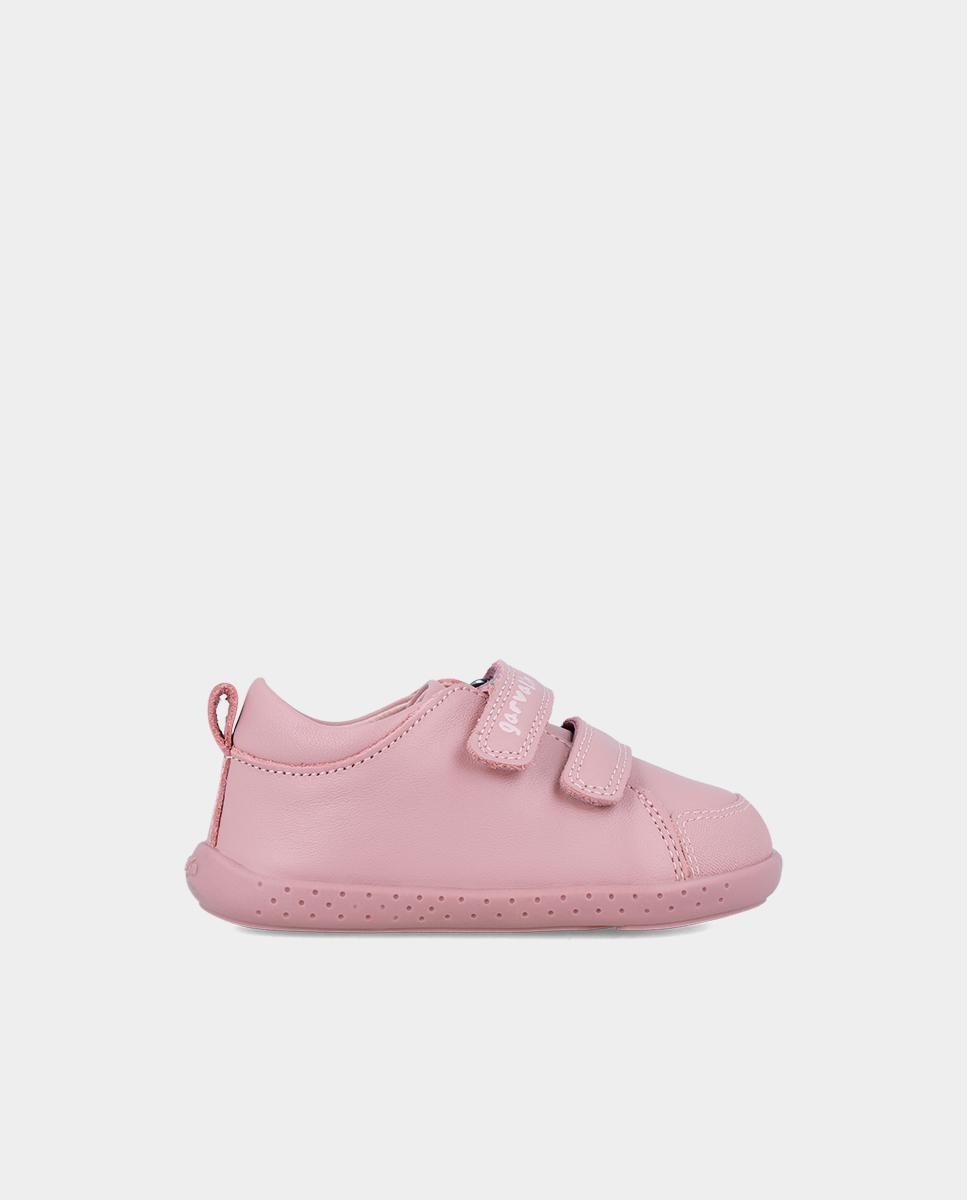Zapatillas de piel de niños hechas con material respetuoso y doble cierre adherente - Garvalín - Rosa claro Rosa claro-1