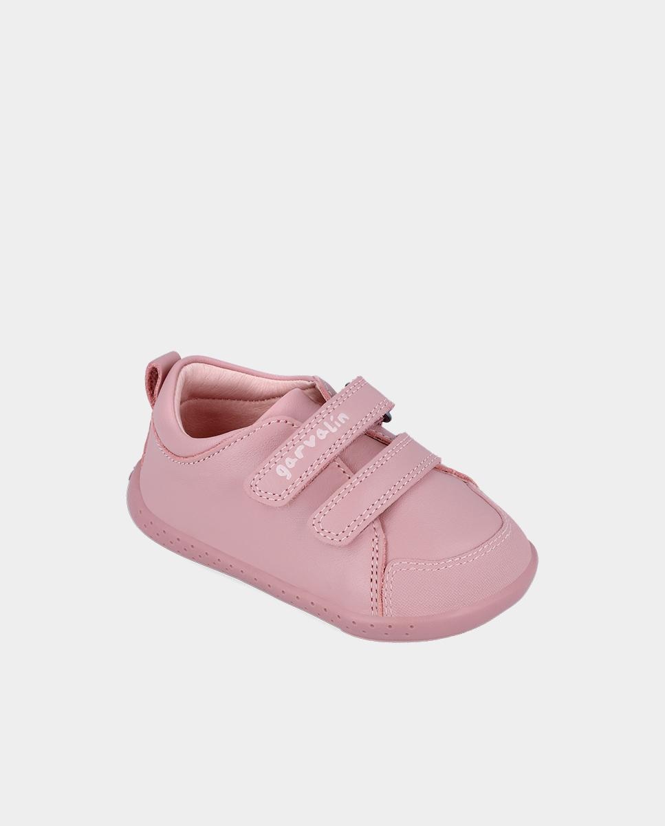 Zapatillas de piel de niños hechas con material respetuoso y doble cierre adherente - Garvalín - Rosa claro Rosa claro-4