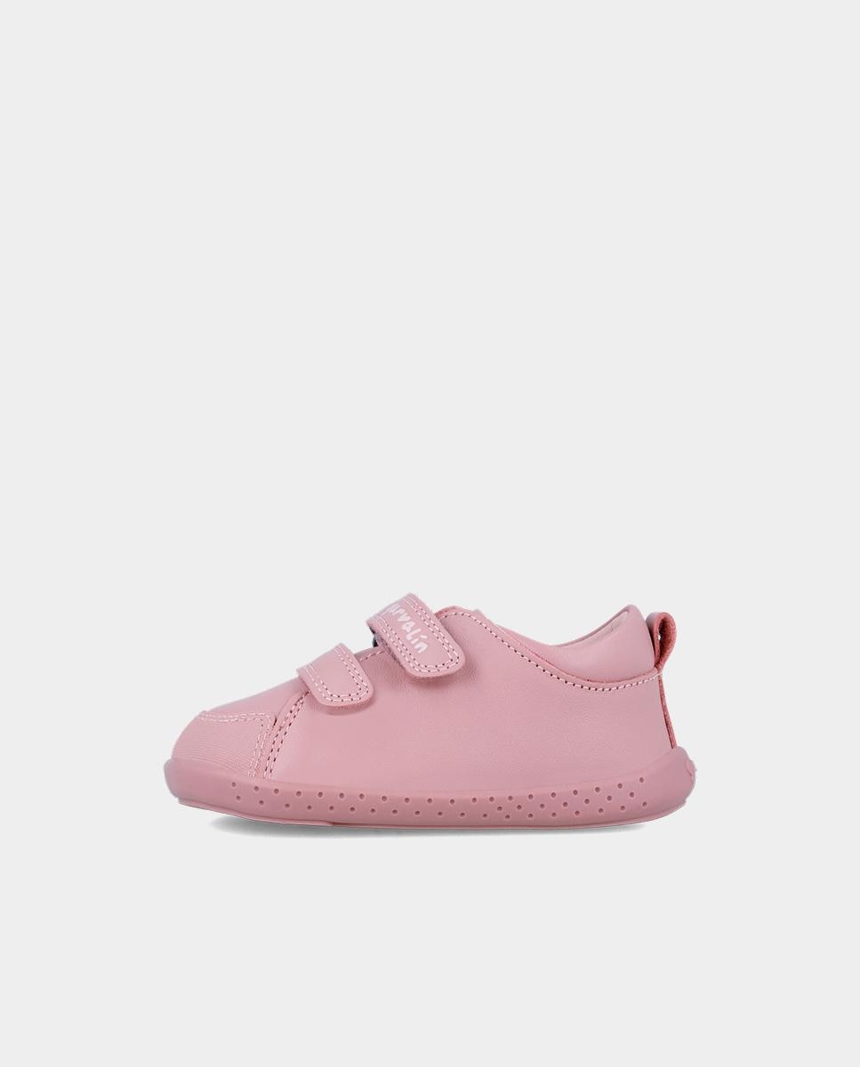 Zapatillas de piel de niños hechas con material respetuoso y doble cierre adherente - Garvalín - Rosa claro Rosa claro-5