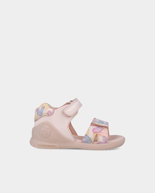 Imagen 0 de Sandalias abiertas de niña de piel con detalle de corazones