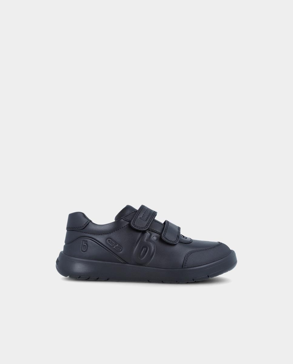 Zapatilla deportiva básica de niño en piel con doble velcro - Biomecanics - Negro Negro-1