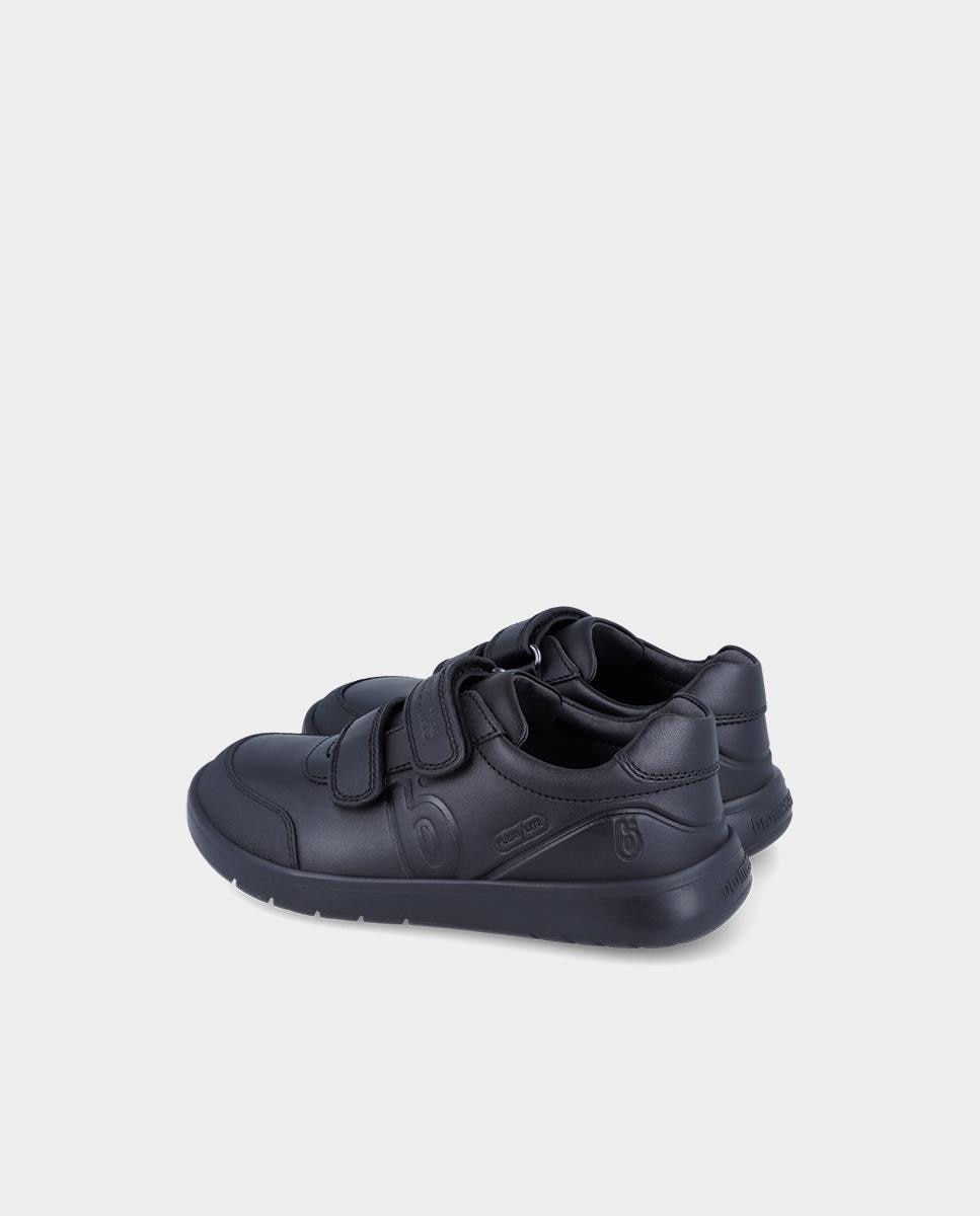 Zapatilla deportiva básica de niño en piel con doble velcro - Biomecanics - Negro Negro-5