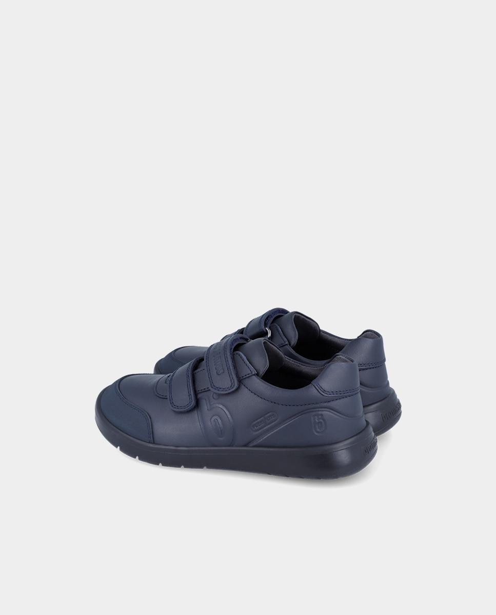 Zapatilla deportiva básica de niño en piel con doble velcro - Biomecanics - Azul marino Azul marino-5
