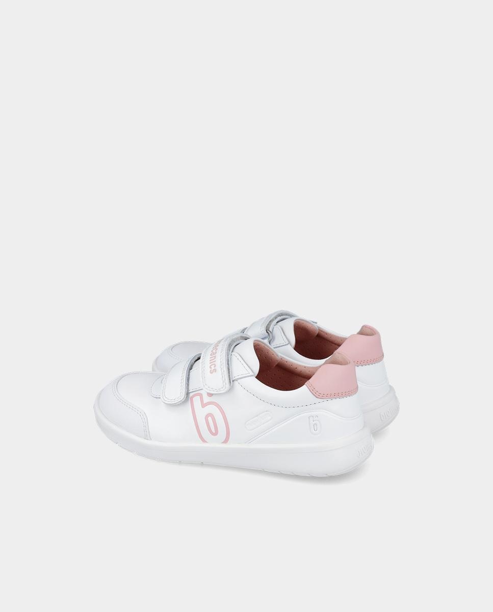 Zapatilla deportiva básica de niño en piel con doble velcro - Biomecanics - Rosa Rosa-5