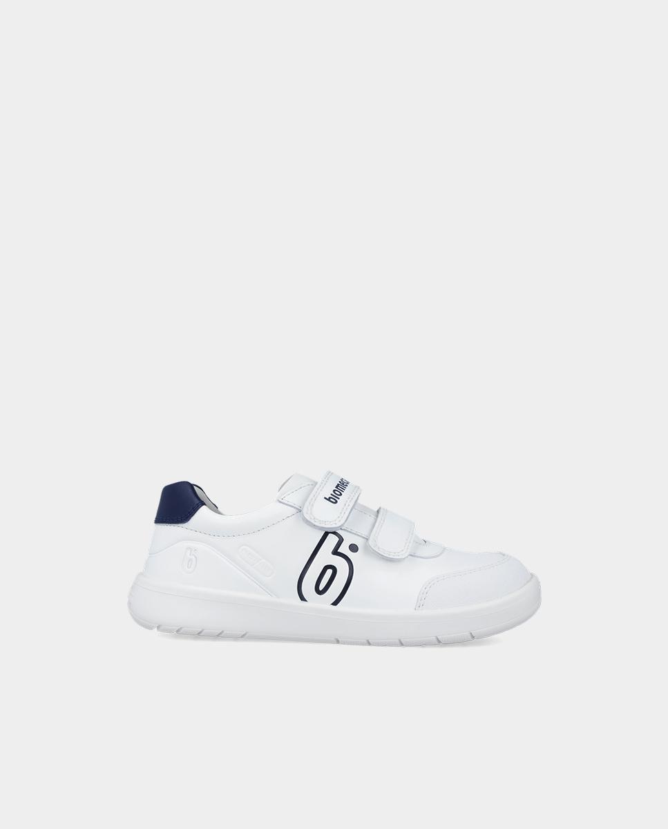 Zapatilla deportiva básica de niño en piel con doble velcro - Biomecanics - Azul Azul-1
