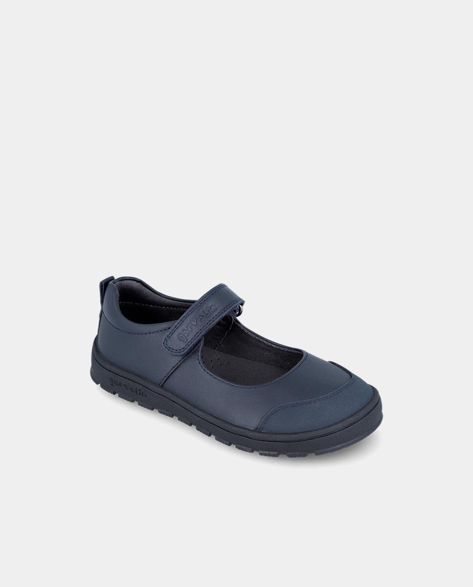 Merceditas de niña colegiales de piel y respetuosos con el crecimiento natural del pie - Garvalín - Azul marino Azul marino-4