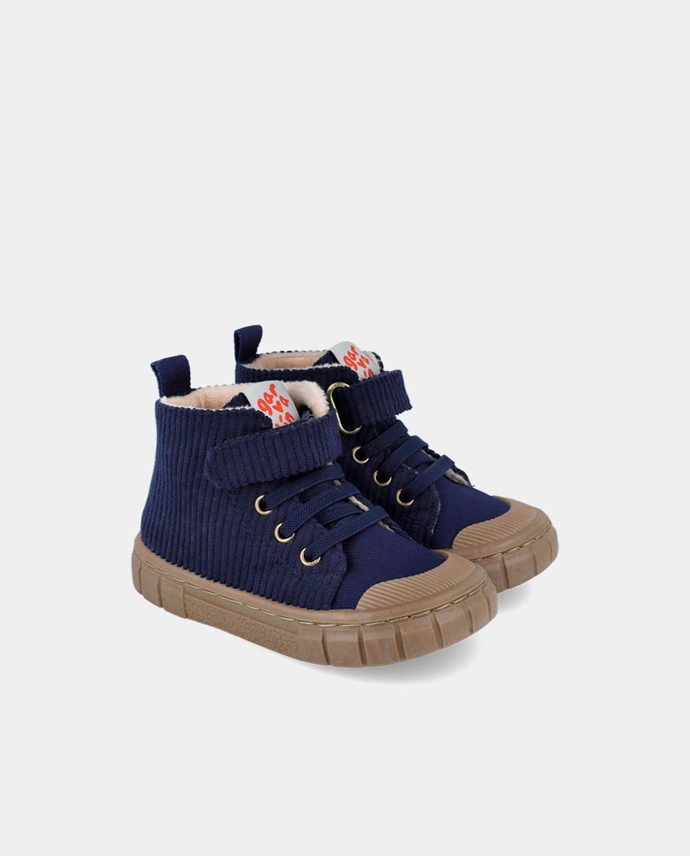 Botines de niños respetuosos con el crecimiento natural del pie con cierre de cordones-adherente - Garvalín - Azul marino Azul marino-2