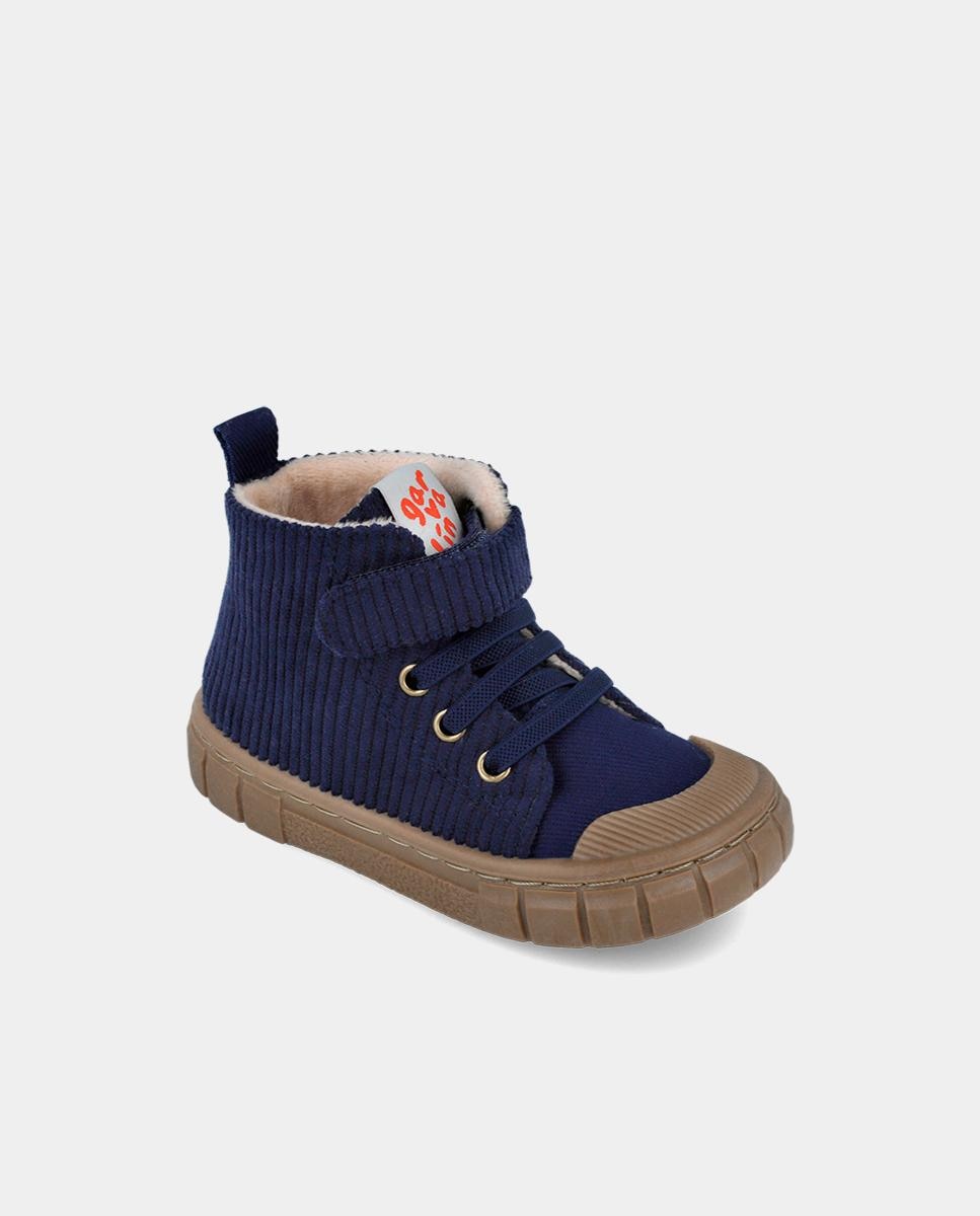 Botines de niños respetuosos con el crecimiento natural del pie con cierre de cordones-adherente - Garvalín - Azul marino Azul marino-4