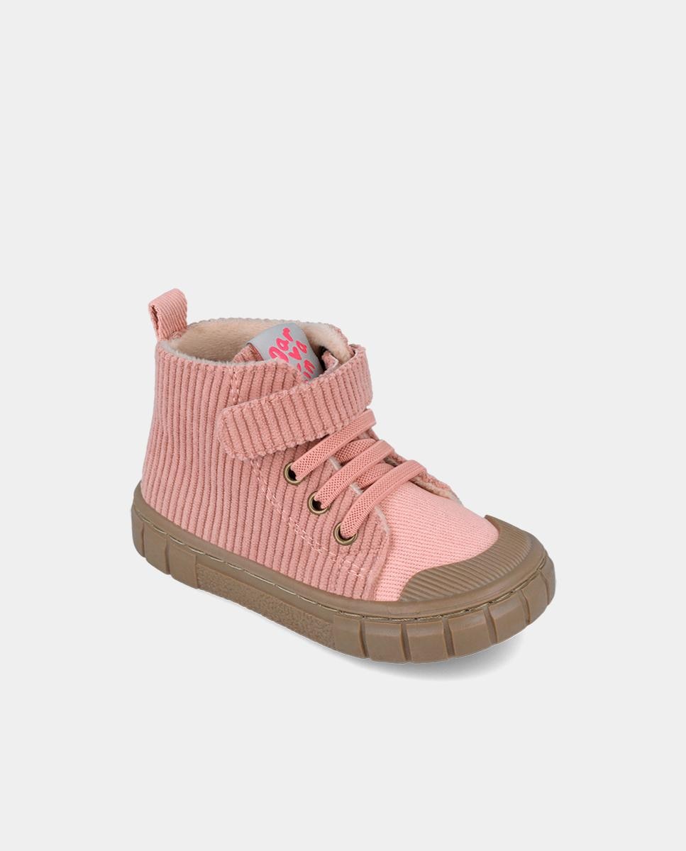 Botines de niños respetuosos con el crecimiento natural del pie con cierre de cordones-adherente - Garvalín - Rosa Rosa-4