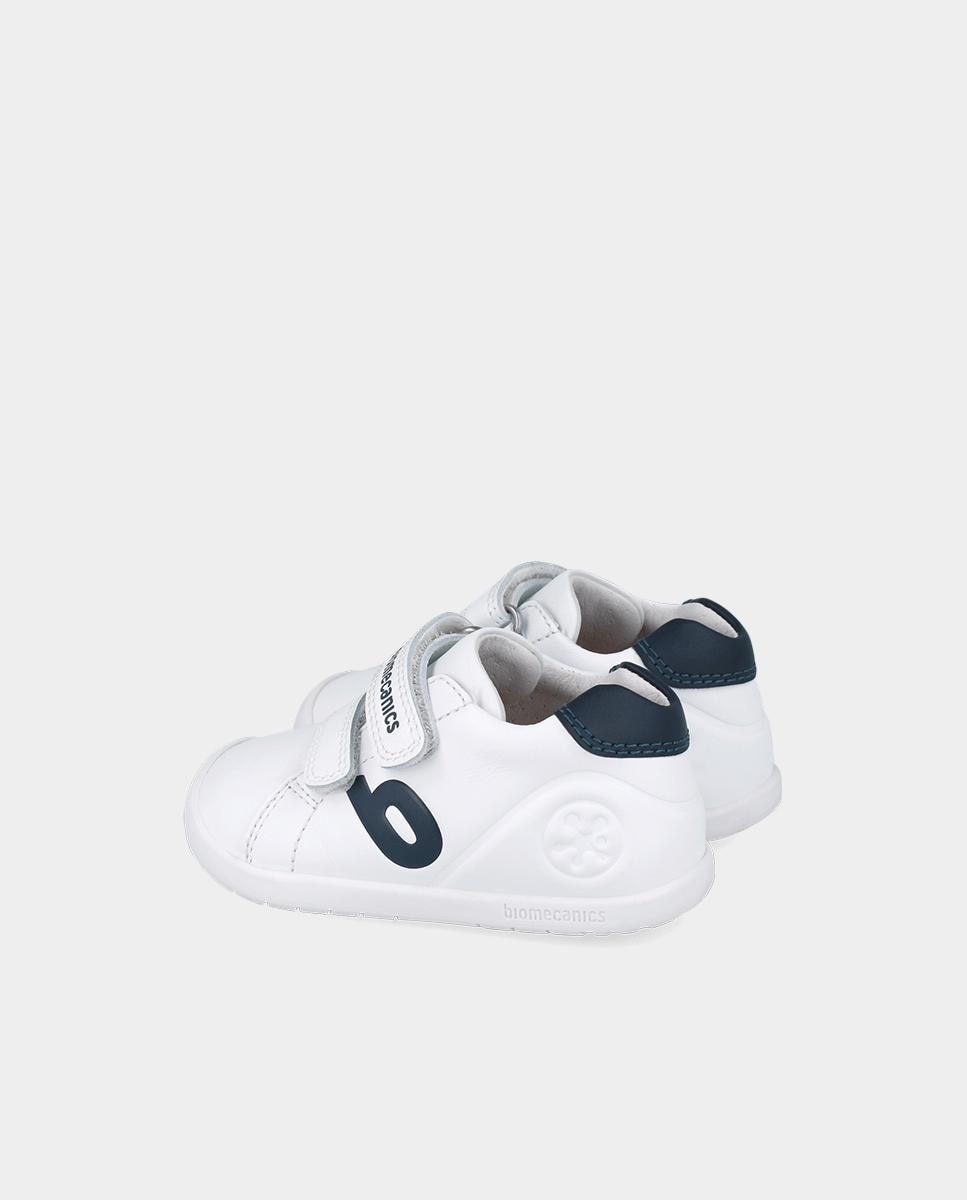 Zapatillas de piel de niños respetuosas con el crecimiento natural del pie y doble cierre adherente - Biomecanics - Azul Azul-5