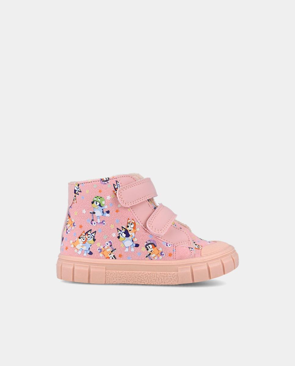 Botín de niña Bluey estampado con velcros - Garvalín - Rosa Rosa-1