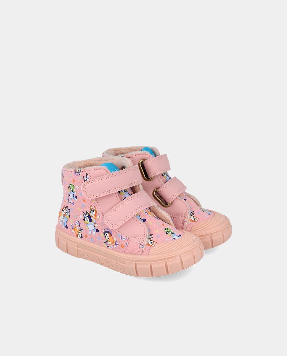 Botín de niña Bluey estampado con velcros - Garvalín - Rosa Rosa-2