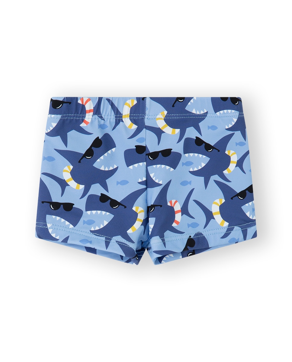 Bañador de bebé niño en color azul con estampado de tiburones