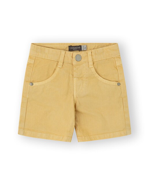 Imagen 0 de Bermuda de bebé niño en color mostaza con goma ajustable en cintura
