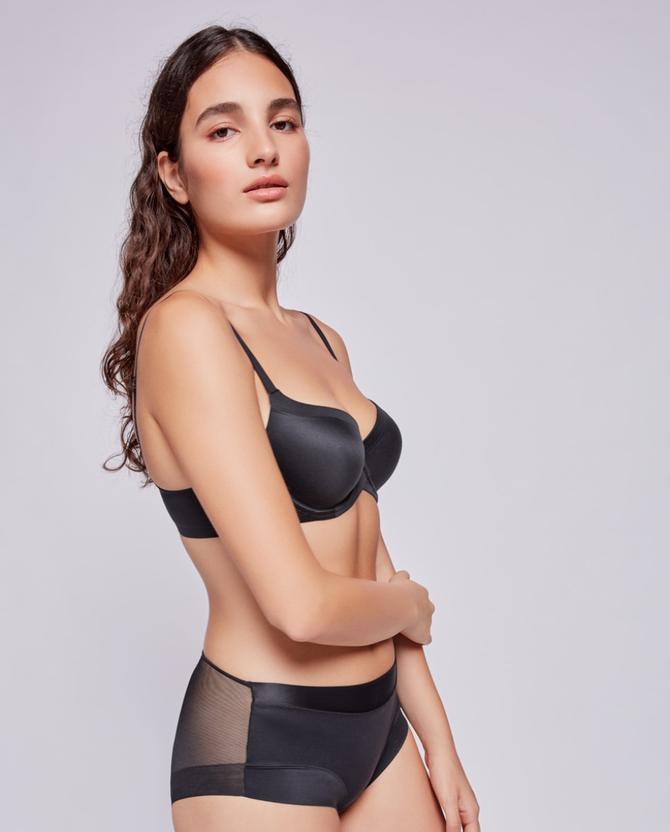 Sujetador con aro de mujer con copas Memory Fit - Gisela - Gris oscuro Gris oscuro-2