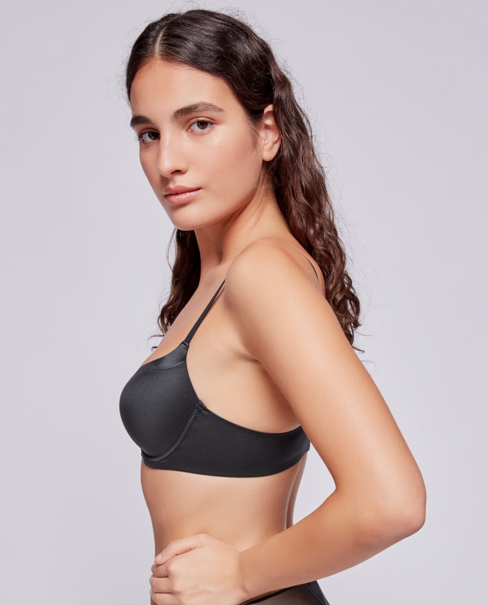Sujetador con aro de mujer con copas Memory Fit - Gisela - Gris oscuro Gris oscuro-3