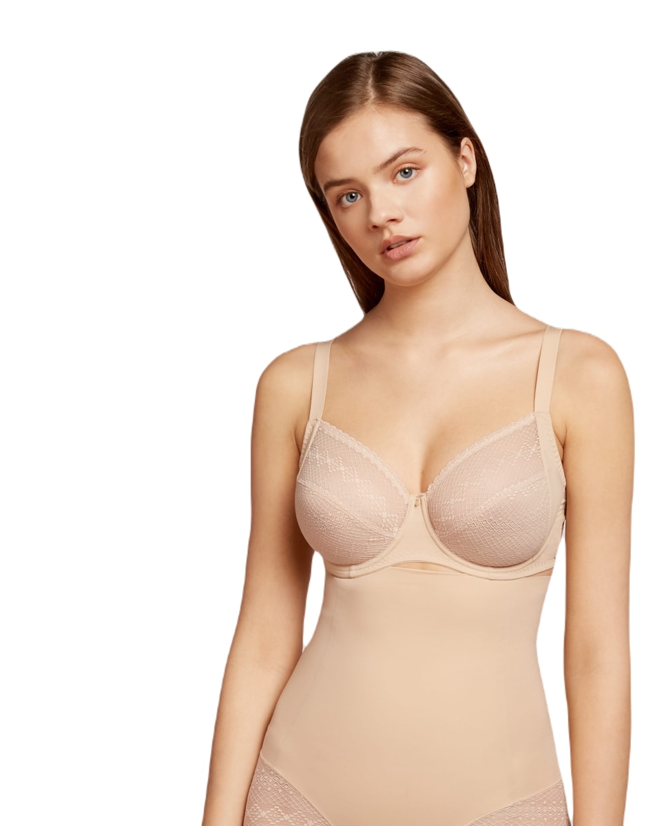 Sujetador de mujer máxima sujeción con aro en tejido de encaje - Gisela - Beige Beige-4