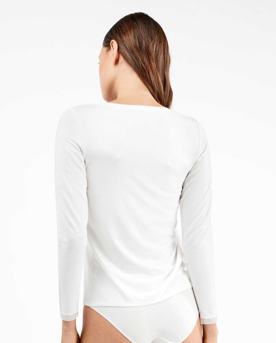 Camiseta interior de mujer de manga larga en tejido Modal Lenzing - Gisela - Gris oscuro Gris claro-3