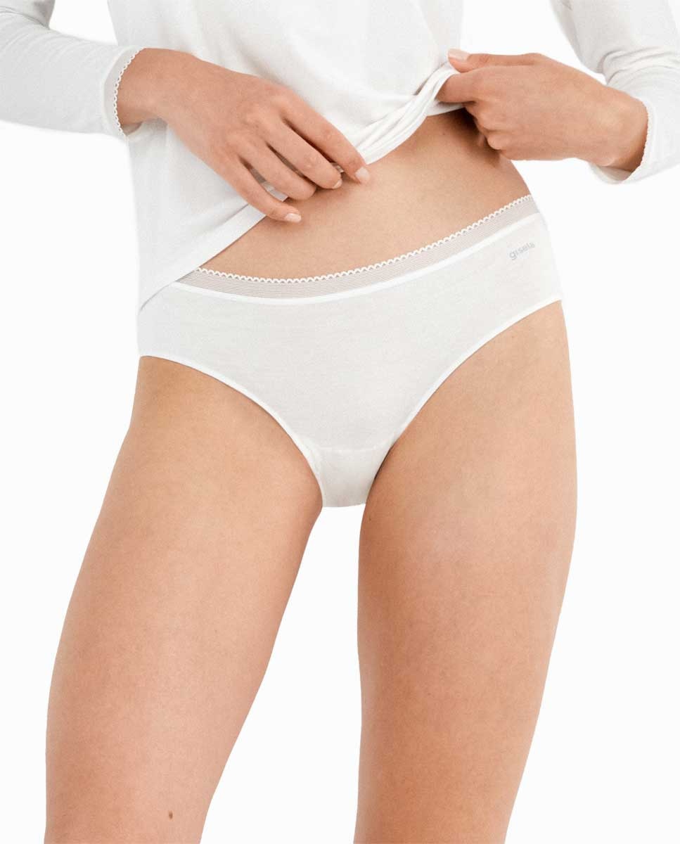 Braguita básica midi con gomas extraplanas - Gisela - Blanco Blanco-1