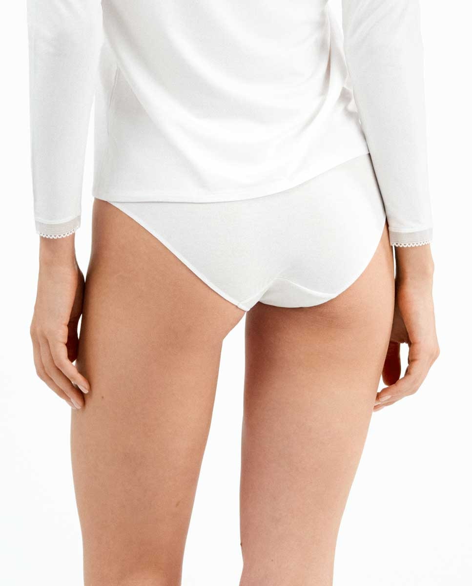 Braguita básica midi con gomas extraplanas - Gisela - Blanco Blanco-4