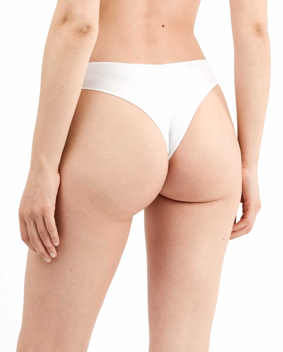 Braguita brasileña lisa con algodón orgánico - Gisela - Blanco Blanco-3