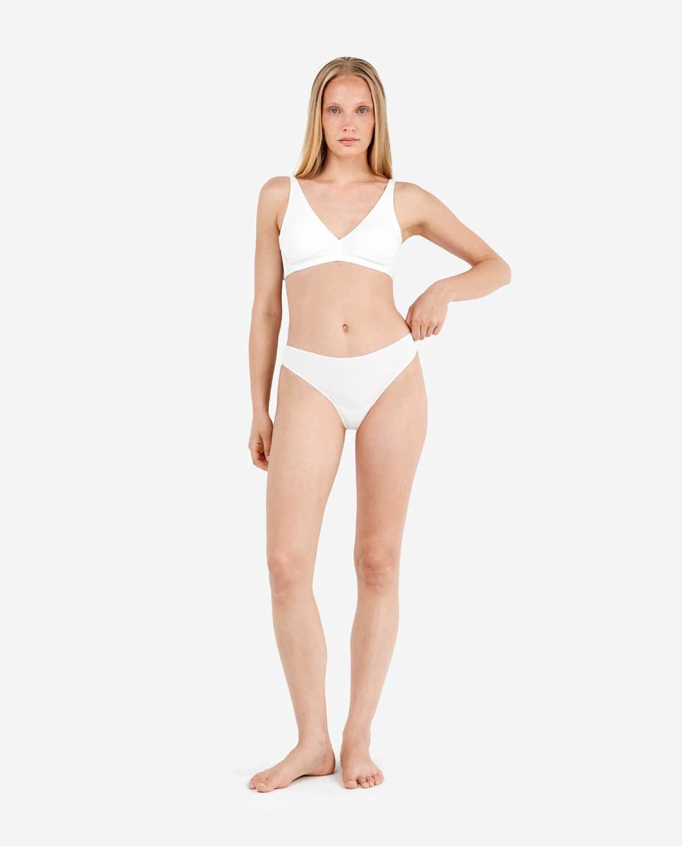 Braguita brasileña lisa con algodón orgánico - Gisela - Blanco Blanco-4