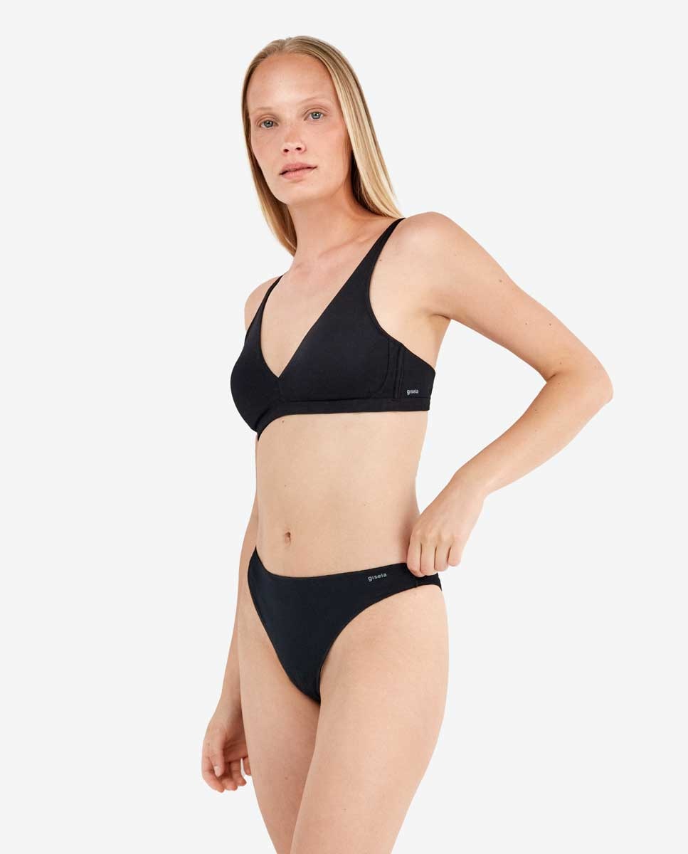 Braguita brasileña lisa con algodón orgánico - Gisela - Negro Negro-2