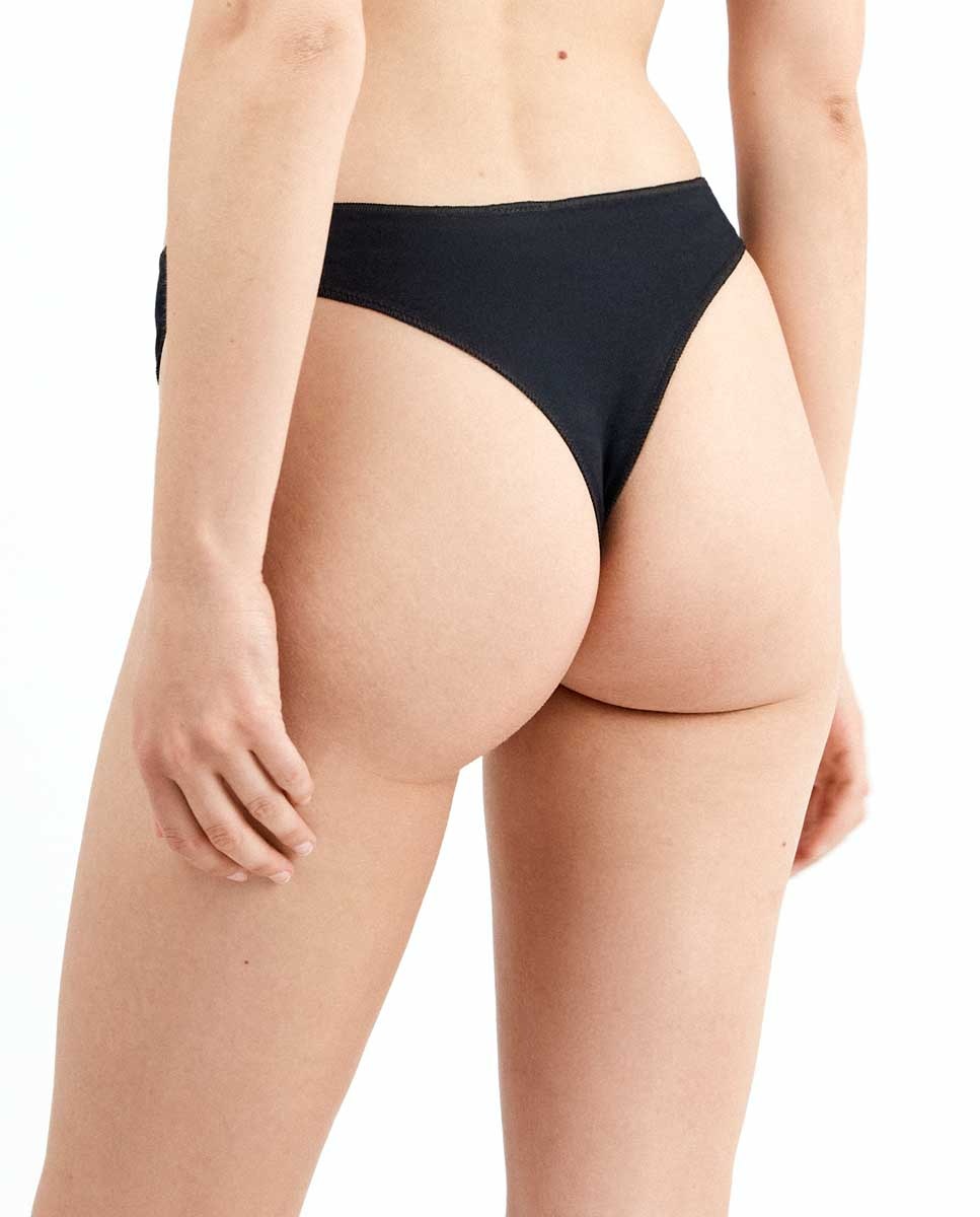 Braguita brasileña lisa con algodón orgánico - Gisela - Negro Negro-3