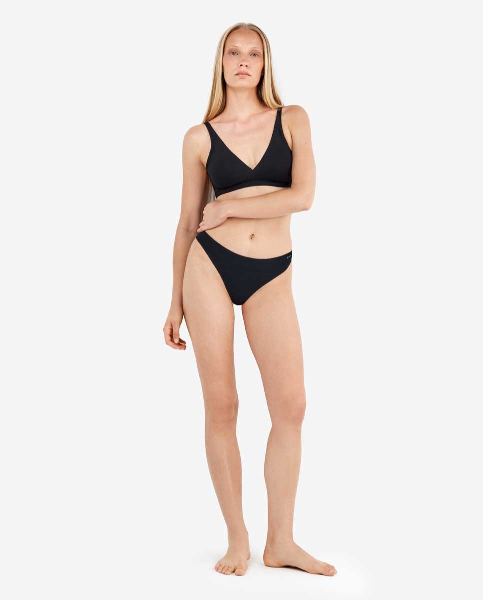 Braguita brasileña lisa con algodón orgánico - Gisela - Negro Negro-4