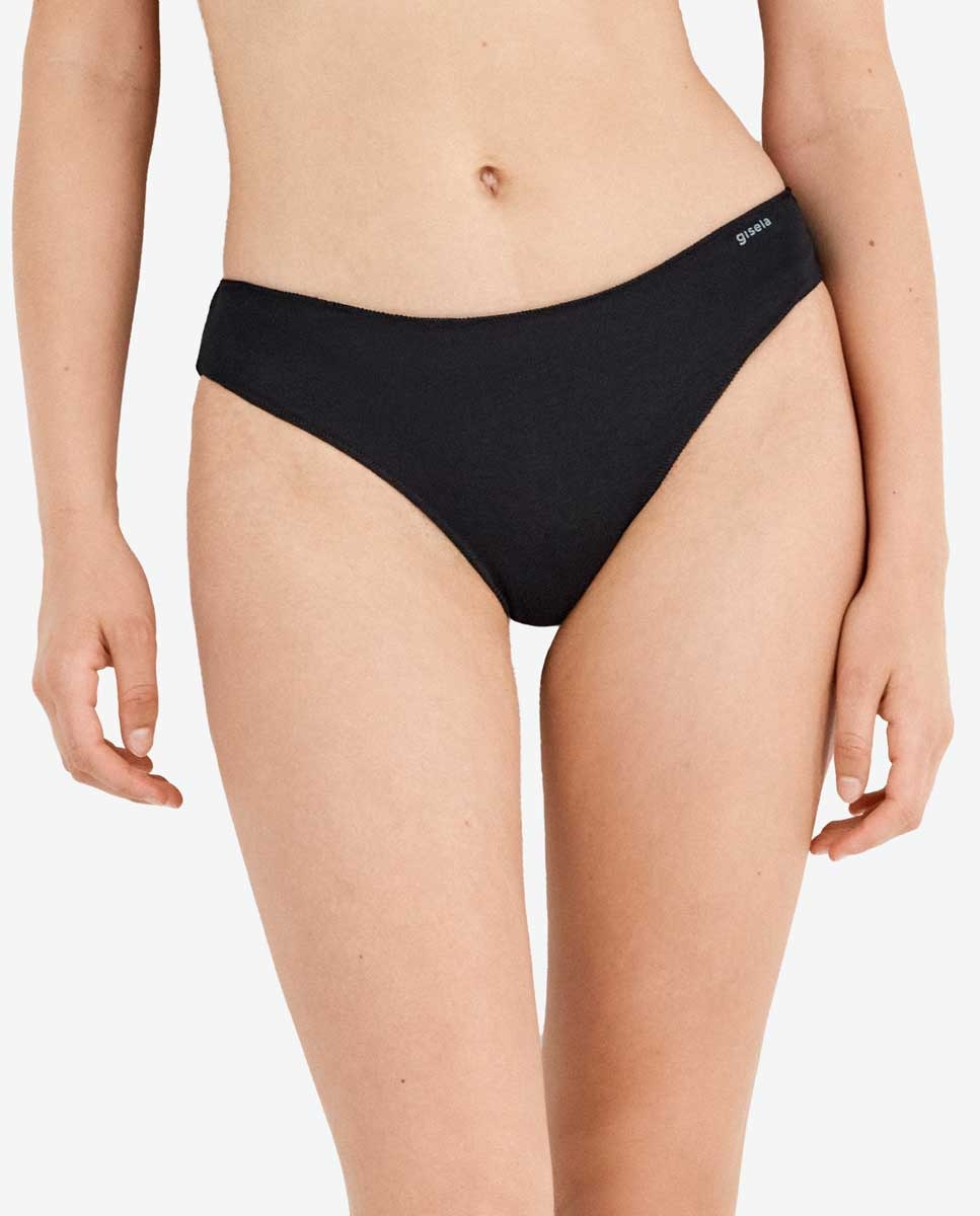 Braguita midi lisa con algodón orgánico - Gisela - Negro Negro-1