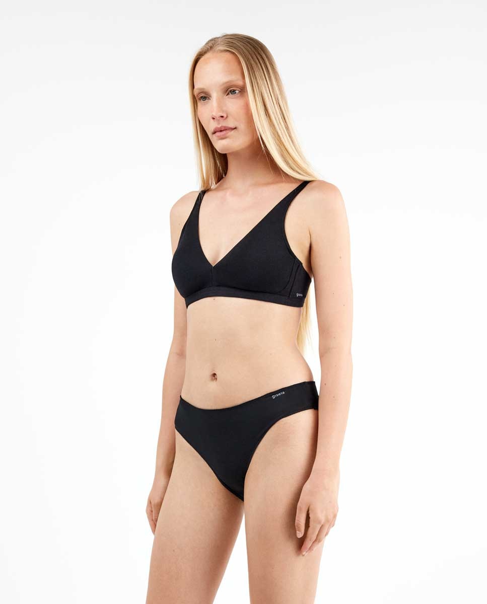 Braguita midi lisa con algodón orgánico - Gisela - Negro Negro-2